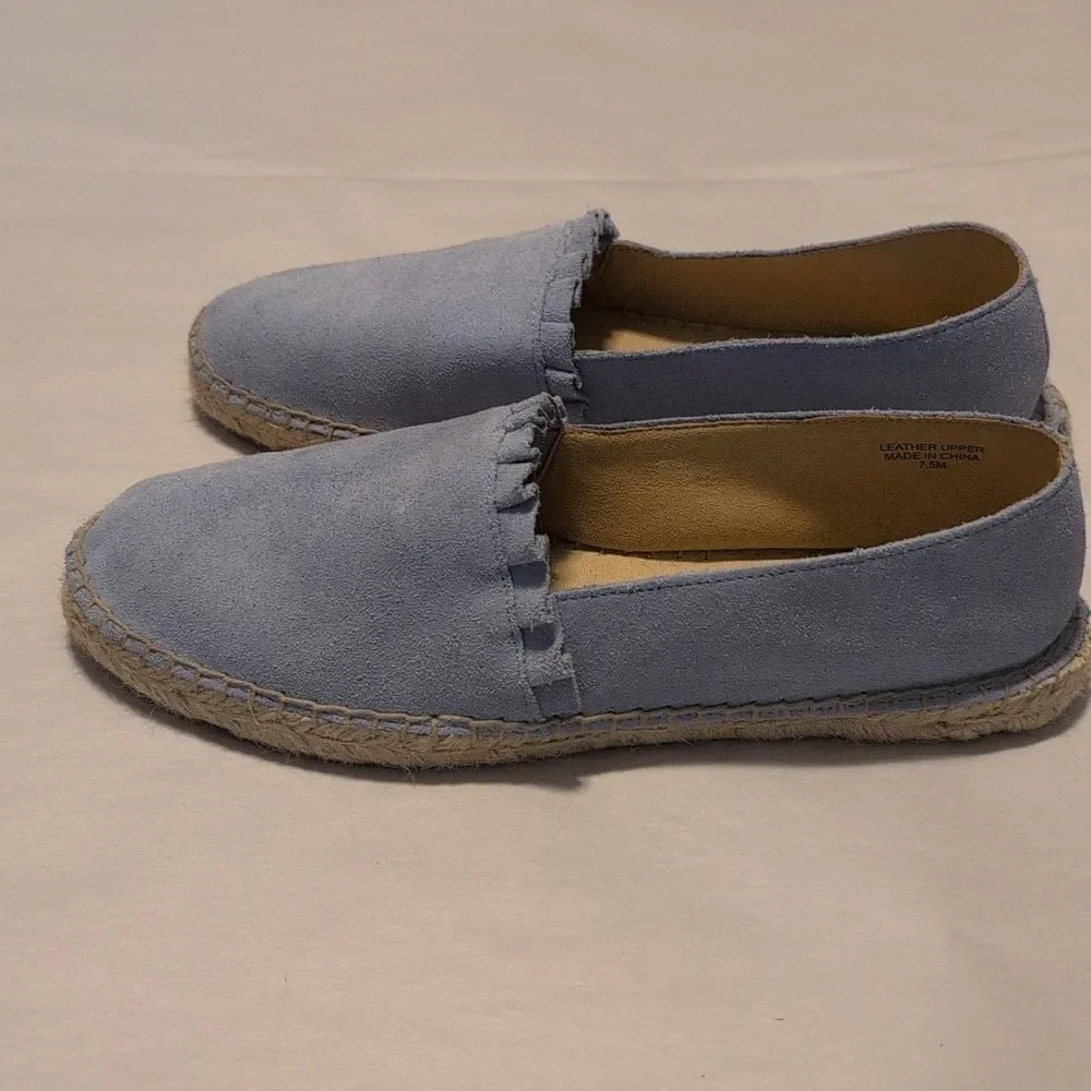 Talbots Izzy Espadrilles Light Blue Suede Flats Size 7.5